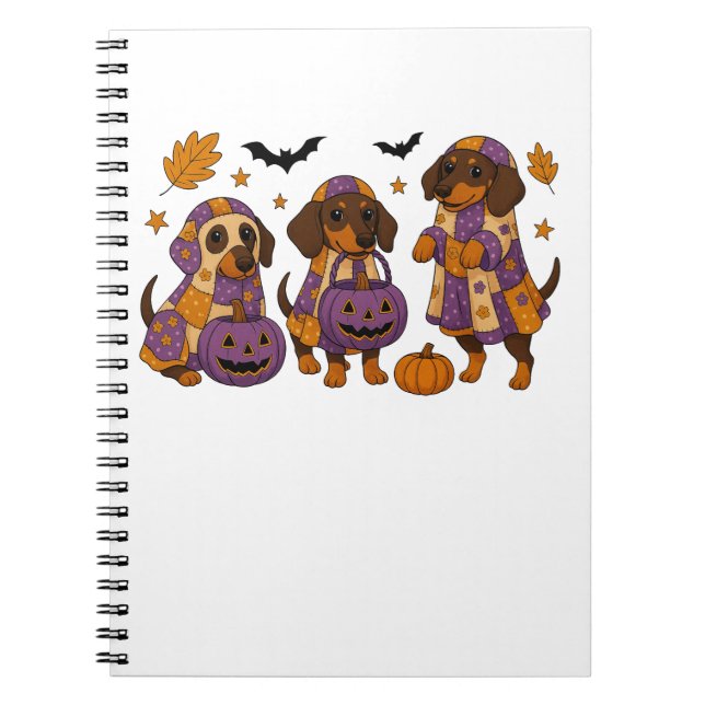 Carnet Halloween Dachshund Chien Ghost (Devant)