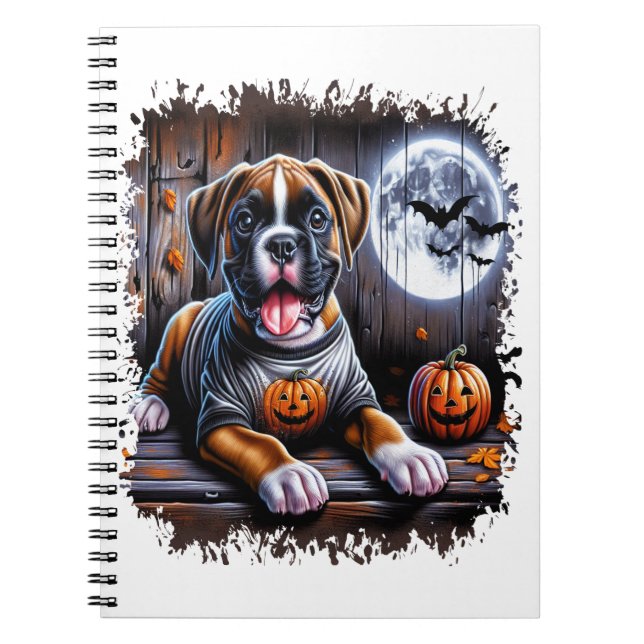 Carnet Halloween de chien de boxe (Devant)