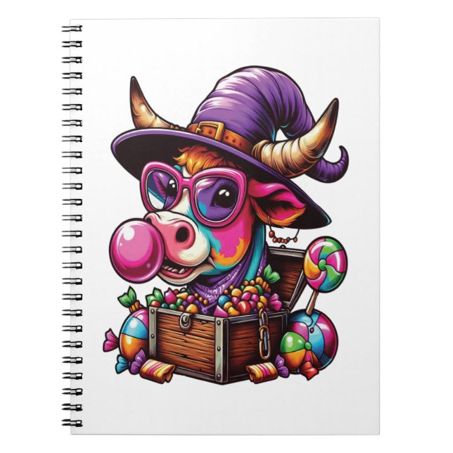 Carnet Halloween de la vache Rainbow Highland (Devant)