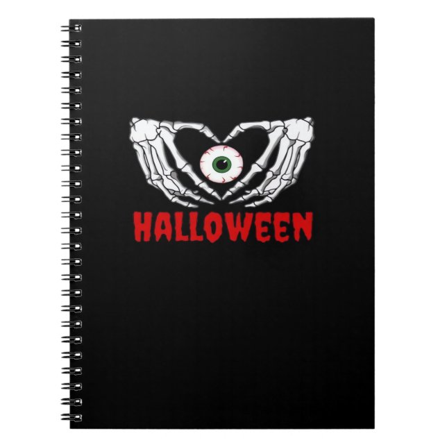 Carnet Halloween des yeux - Squelette Mains Coeur (Devant)
