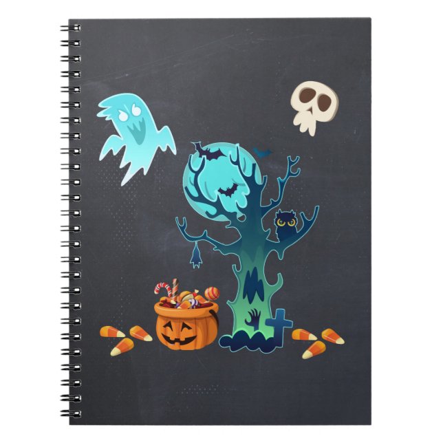 Carnet Halloween Éffrayant Déplaisant Fantômes chauves-so (Devant)
