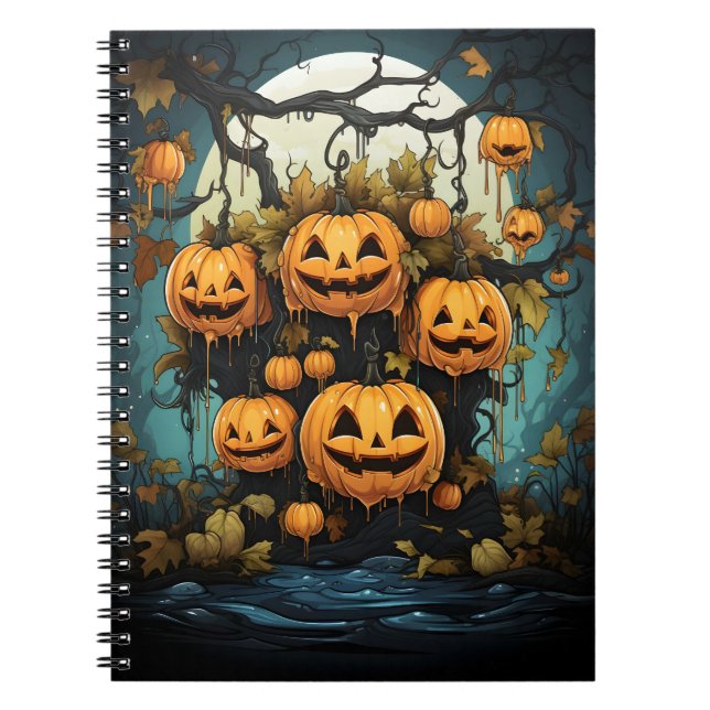 Carnet Halloween En Plein Air Suspendu Citrouilles Sur L' (Devant)
