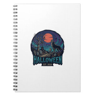 Carnet Halloween Est Loup Hurleur Lune Rouge Main De Zomb