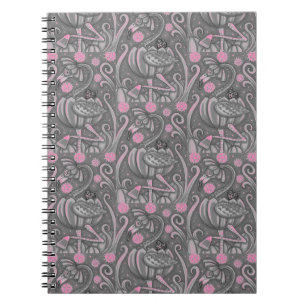 CARNET HALLOWEEN FLAMANT ROSE ROSE & CHAT NOIR EN CITROUI
