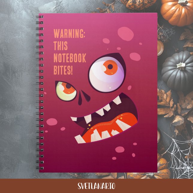 Carnet Halloween Goofy Eyed Zombie Face Spiral Notebook (Frontal view)