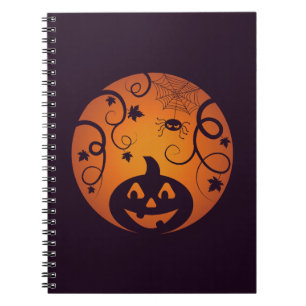 Carnet Halloween Jack-o'-lantern citrouille visage et ara