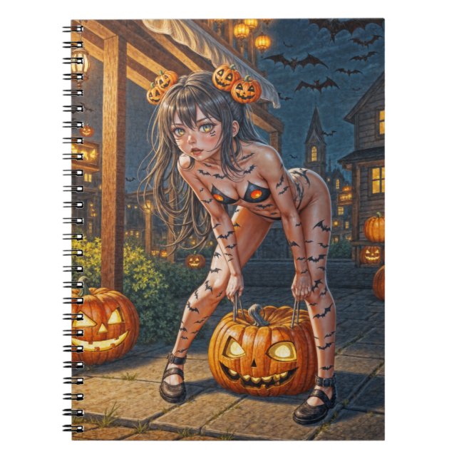 Carnet Halloween Monster Jack-o-Lantern & Bat Vixen Girl (Devant)