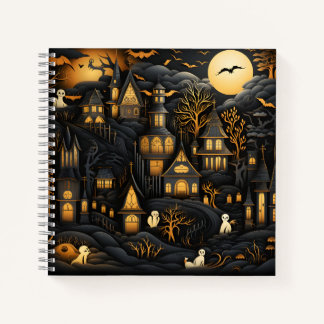 Carnet Halloween Motif sans couture Fantômes blancs en vi