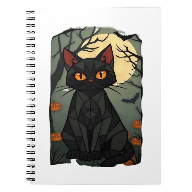 Carnet Halloween mystique Chat Noir Art - Feline Éffrayan (Devant)