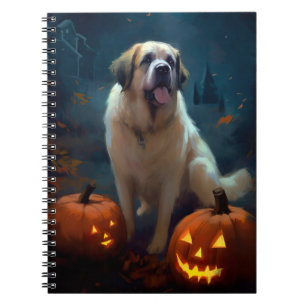 Carnet Halloween Saint Bernard avec la peur Citrouille