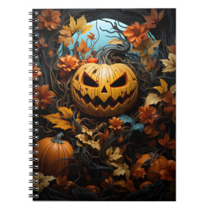 Carnet Halloween Saison Automne Citrouille Et Feuilles Au