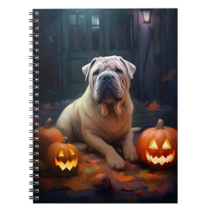 Carnet Halloween Shar Pei Avec La Peur Citrouille