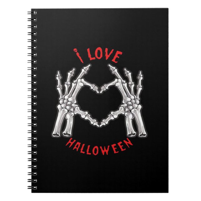Carnet Halloween Skeletal Mains Coeur drôle Dire (Devant)