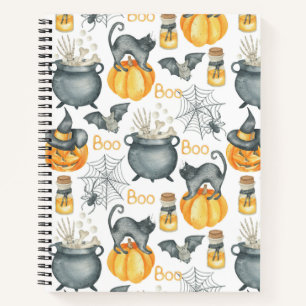 Carnet Halloween Whimsical Cauldron et Motif de chats