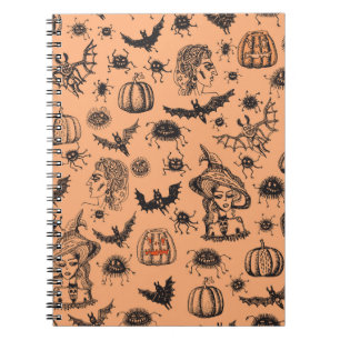 Carnet Halloween Witch Silhouette : Motif de dessin animé