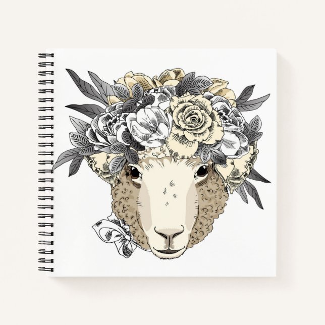 Carnet Halo mouton floral (Devant)