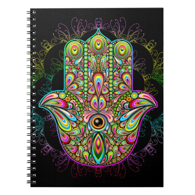 Carnet Hamsa Fatma Main Psychedelic Art (Devant)