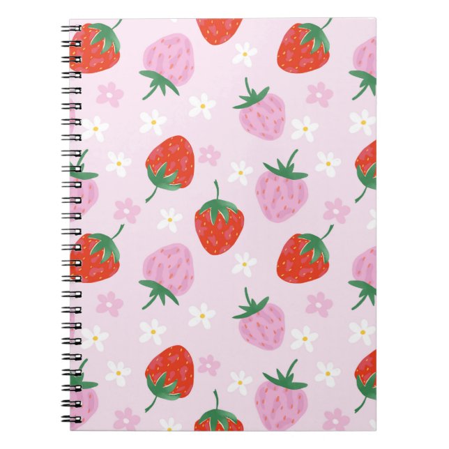 Carnet Hand-Drawn Aesthetic Strawberry Seamless Pattern (Devant)