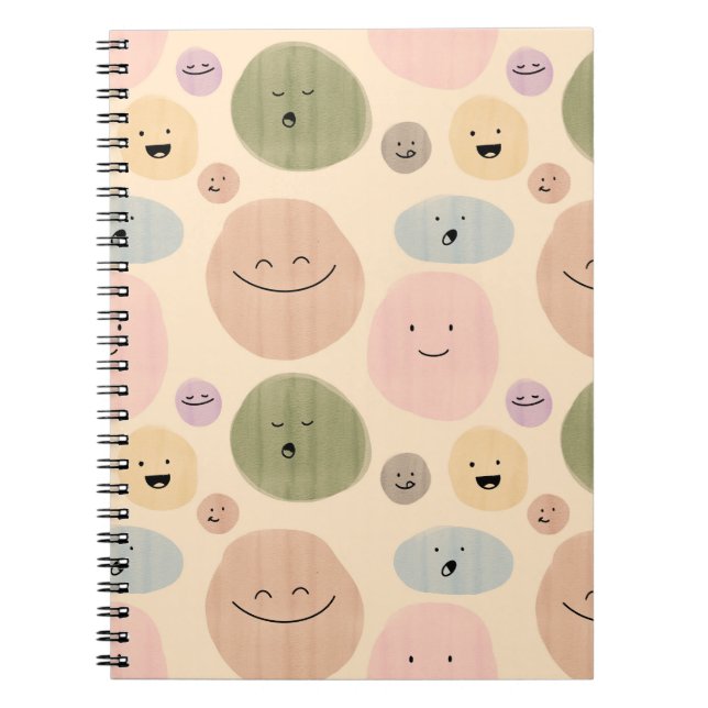Carnet Hand-drawn Facial Expressions Seamless Pattern (Devant)