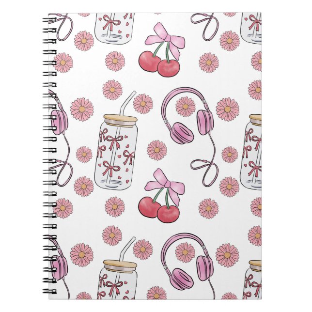 Carnet Hand-drawn Pink Girly Elements Seamless Pattern (Devant)