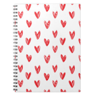 Carnet Hand Drawn Red Hearts Pattern – Minimal Valentine