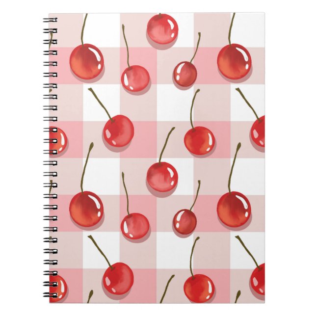 Carnet Hand-Painted Red Cherries Seamless Pattern (Devant)
