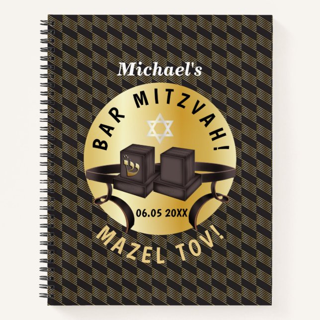 Carnet Happy Bar Mitzvah 20XX Merci Or (Devant)