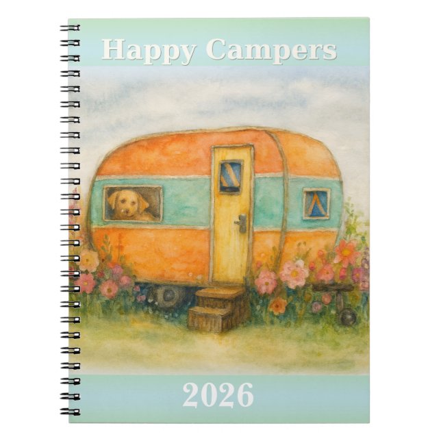 Carnet Happy Campers 2025 Spiral Notebook — Retro Caravan (Devant)