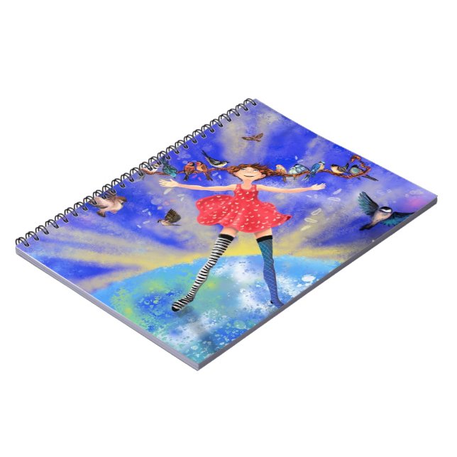 Carnet Happy Girl with Birds (Côté gauche)