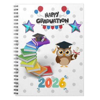 Carnet Happy Graduation 2026 - Cute Owl & Books