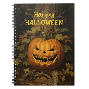 Carnet Happy Halloween Grinning Citrouille Vintage