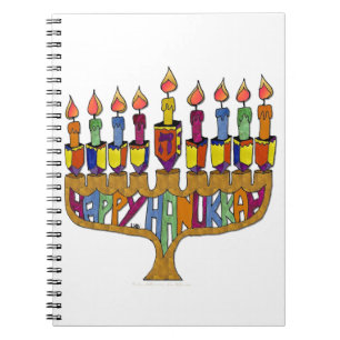Carnet Happy Hanukkah Dreidels Menorah
