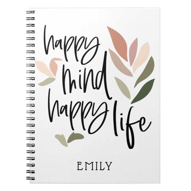 Carnet Happy Mind Happy Life Motivant Nom du devis (Devant)