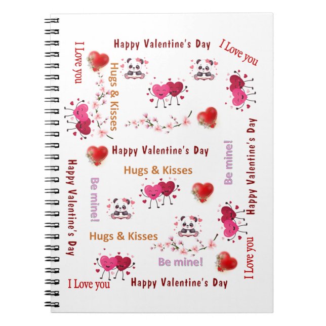 Carnet Happy Valentine's Couple Hearts Spiral Notebook  (Devant)