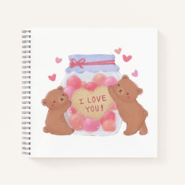 Carnet Happy Valentine's Day Cute Teddy Bears (Devant)