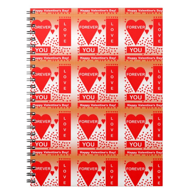 Carnet Happy Valentine's Day Text Forever Love Hearts Red (Devant)