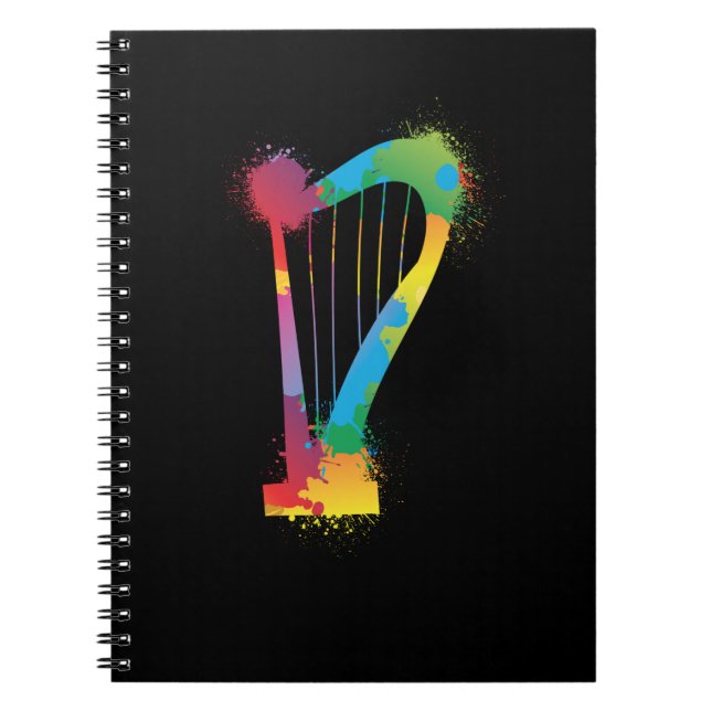 Carnet Harpe colorée Musique rétro Lover Harpist (Devant)