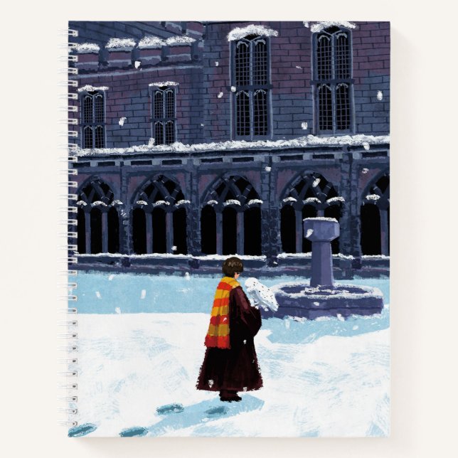 Carnet HARRY POTTER™ et Hedwig dans la cour de HOGWARTS™ (Devant)