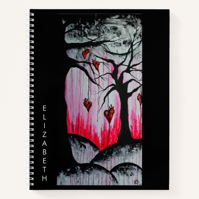 Carnet Haut et sec Coeurs Arbres Goth Coeurs Imaginaire A (Devant)