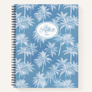 Carnet Hawaiian Palm Tree Silhouette Motif Blue ID1093