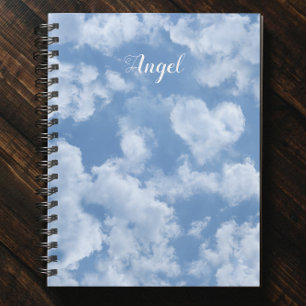 Carnet Heart Cloud Ciel mignon Moderne Bleu Personnalisé 