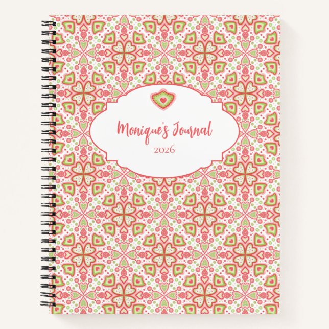 Carnet Heart Pattern Notebook – Customize Interior Pages (Devant)