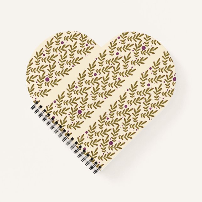 Carnet Heart-Shaped Leaf Pattern Spiral Notebook (Devant)