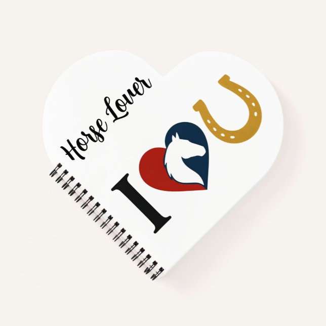 Carnet Heart Shaped Spiral Bound Notebook for Horse Lover (Devant)