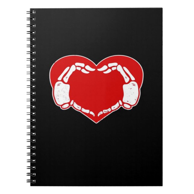 Carnet Heart Skeleton mains gothique Valentine Rouge clas (Devant)