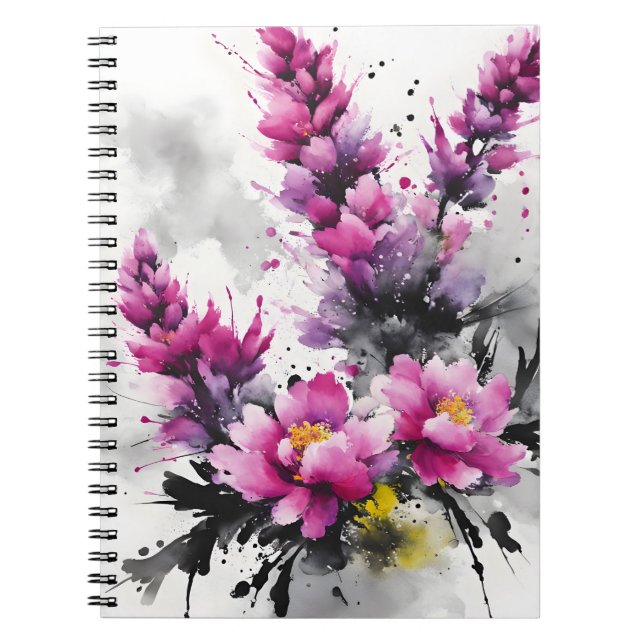 Carnet Heather - Fleurs aquarelle (Devant)