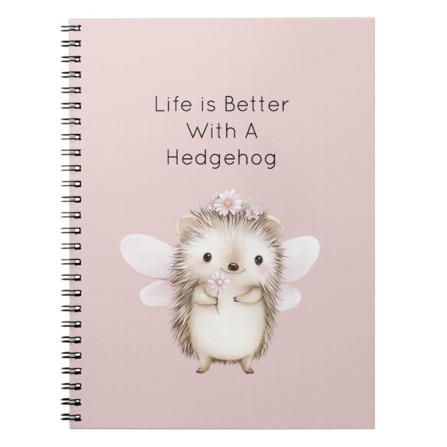 Carnet Hedgehog Fairy with Flowers (Devant)