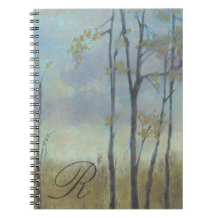 Carnet Herbe bordée d'arbres de blé du monogramme I