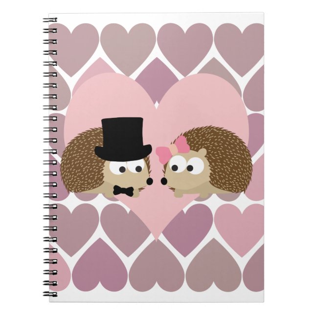 Carnet Hérisson Amour avec les Coeurs (Devant)