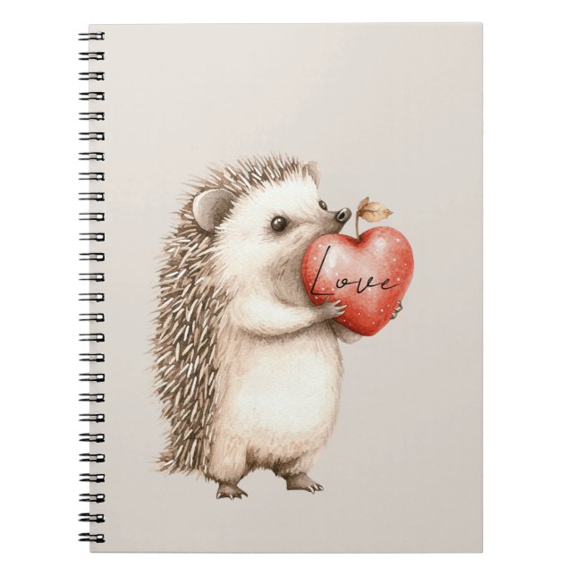 Carnet Hérisson de coeur d'amour à la crème (Devant)